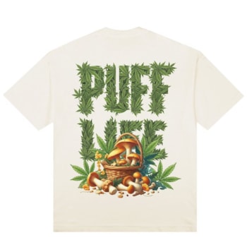 Camiseta Puff Cogumelo Folha - Off White 