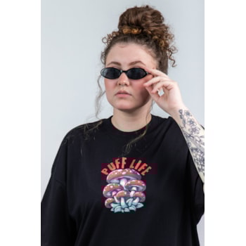 Camiseta Puff Life Oversized - Cogumelos Company Preto