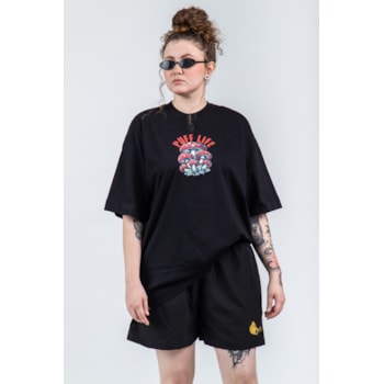 Camiseta Puff Life Oversized - Cogumelos Company Preto