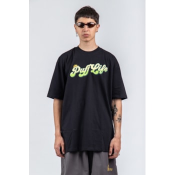 Camiseta Puff Life Streetwear - Logo Coroa Preto