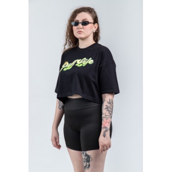 Cropped Puff Life - Logo Coroa Preto
