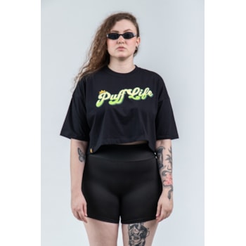 Cropped Puff Life - Logo Coroa Preto