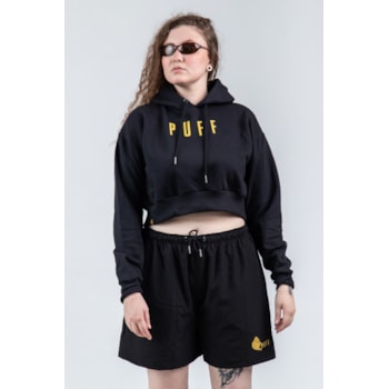 Cropped Puff Life Moletom - Puff Life Logo Preto