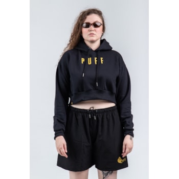 Cropped Puff Life Moletom - Puff Life Logo Preto