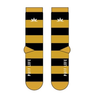 Meia Puff Life Listrada Coroa - Amarela